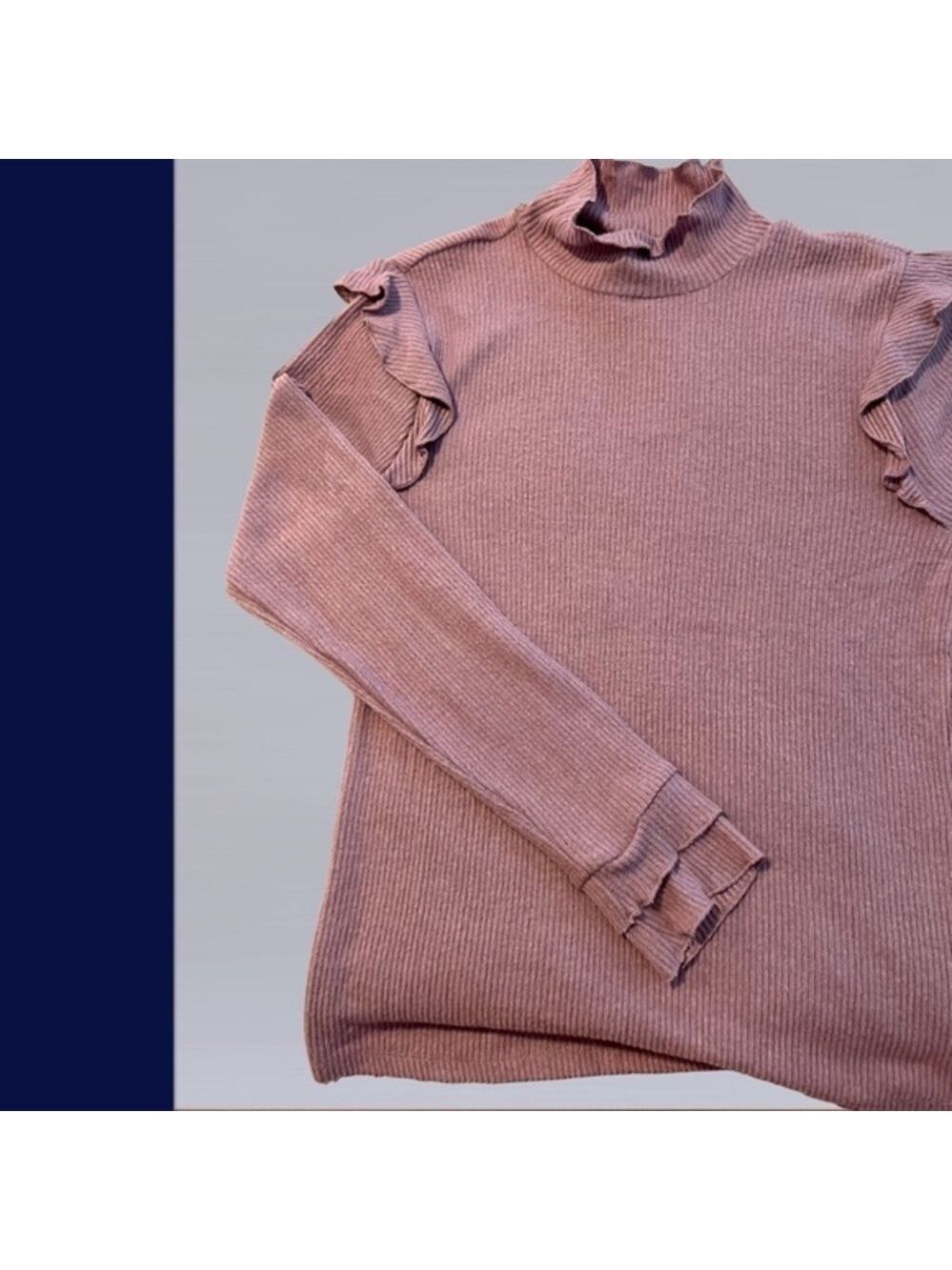 AMERICAN Rag Ribbed Long Sleeve Lettuce-Edge Top - Picture 9 of 14